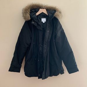 Brand new old navy hooded bomber jacket with fur